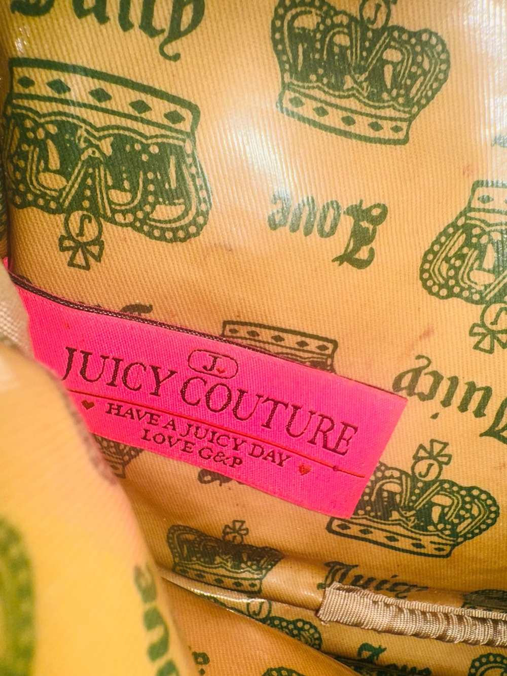 👑 VTG Y2K Juicy Couture Green Velour Hanger Makeup Bag • Real Juicy Princess - Picture 2 of 11